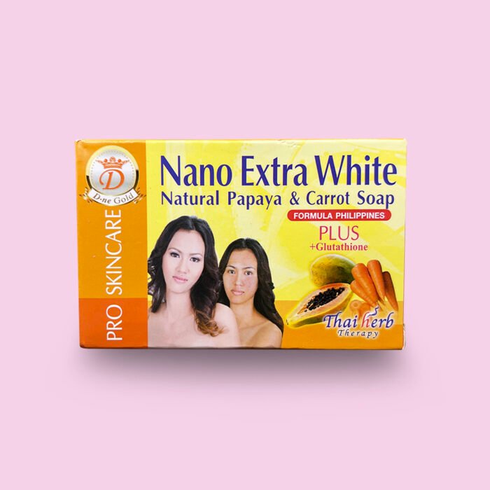 D-NE GOLD Nano Extra White Natural Papaya & Carrot Soap + Glutathione - 160g - Afbeelding 1