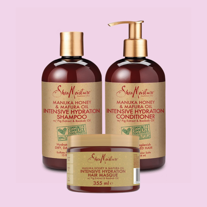 Shea Moisture Manuka Honey & Mafura Oil Intensive Hydration Shampoo + Conditioner + Masque - VOORDEELSET - Afbeelding 1